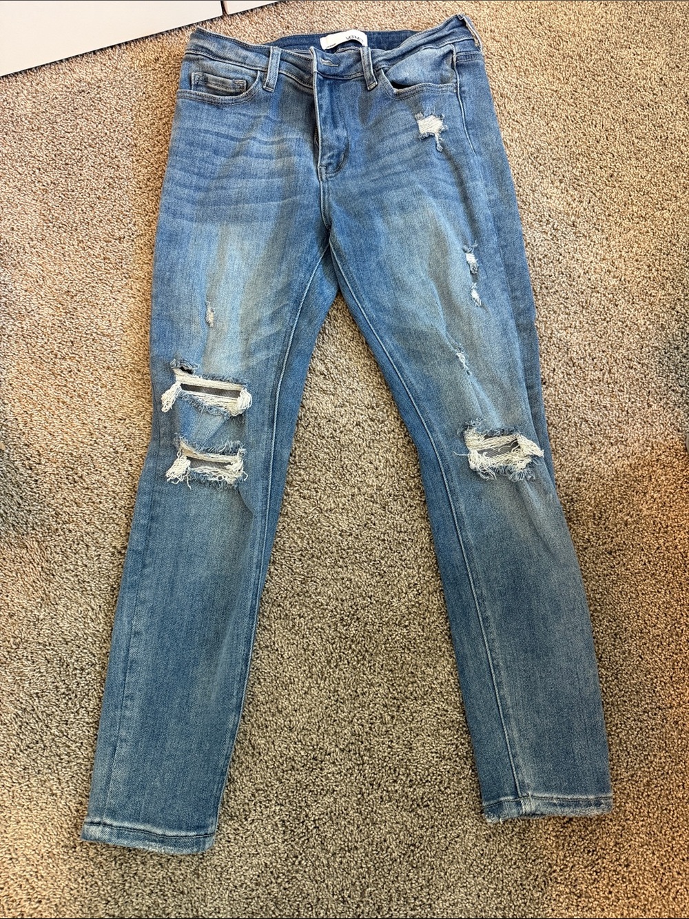 Vervet Women’s Skinny Ripped Light Blue Jeans - Contemporary Fit